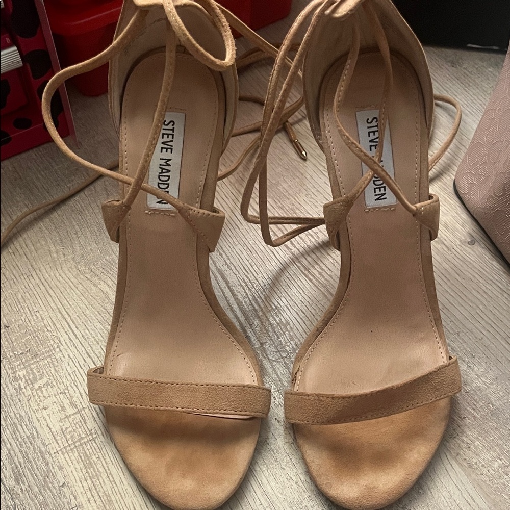 Steve Madden Lace-Up Tan Heels
